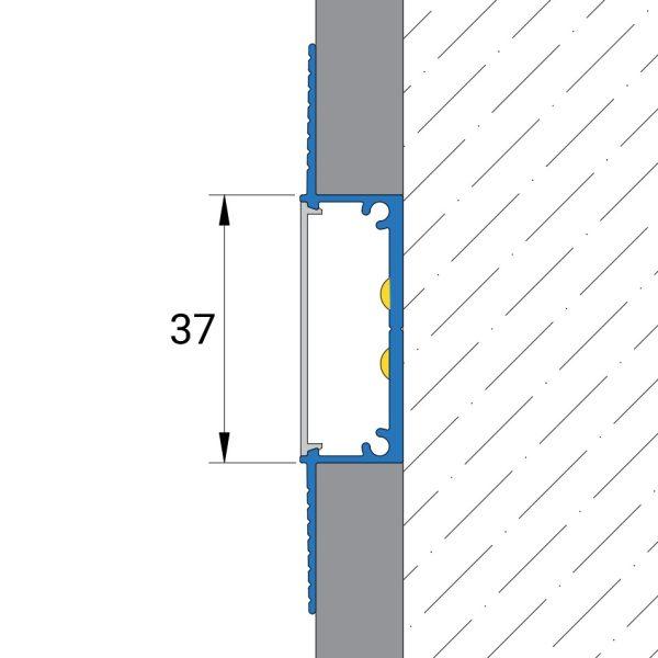 ⁦פרופיל תאורה שקוע לגבס "אומגה" 37 מ"מ - OMT37⁩ – תמונה ⁦3⁩